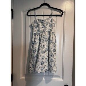 Altar’d State Corrine Dress XS Blue Floral Eyelet Embroidered Cotton Sundress